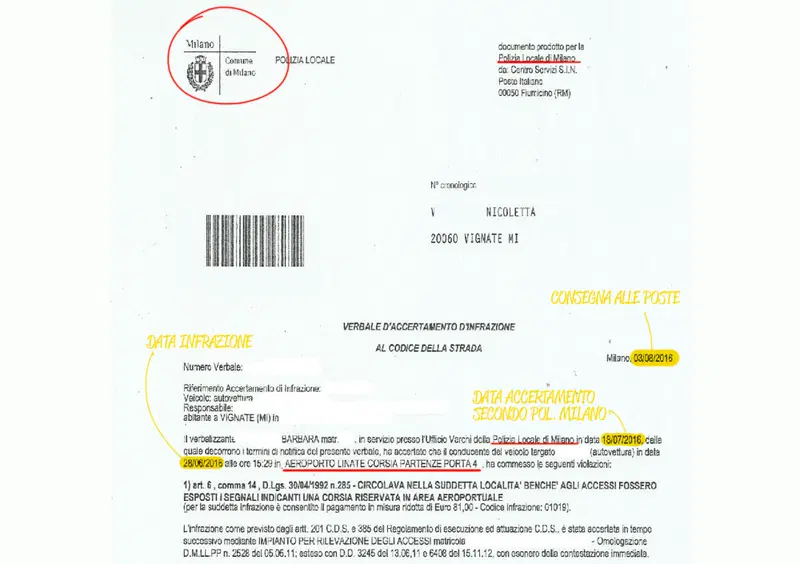 Verbale n. 4, si accerta che la violazione si &egrave; verificata genericamente nell'aeroporto di Linate
