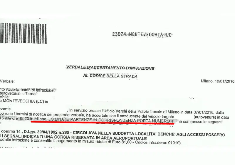 Verbale n.3, qui si parla ancora di Linate come di una misteriosa localit&agrave; all'interno di Milano