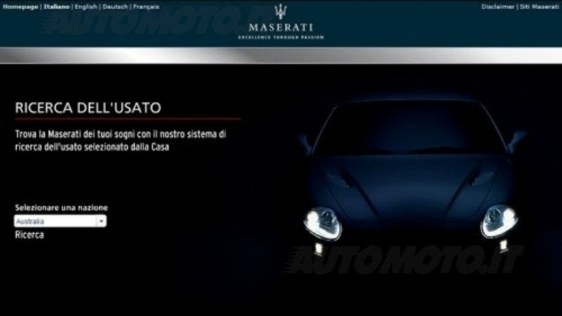 L&#039;usato Maserati passa anche per la Rete