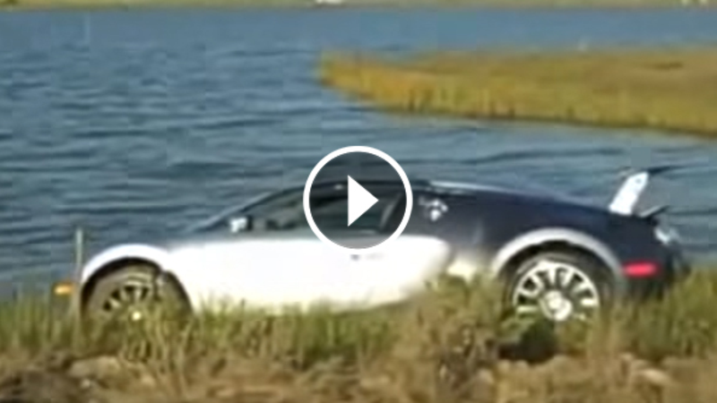 Bugatti Veyron finisce prima fuori strada e poi in acqua [Video]