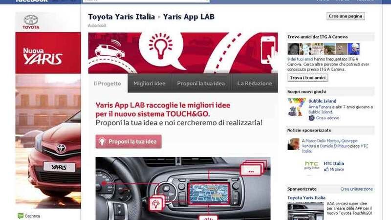 Il Touch&amp;Go di Toyota Yaris si sviluppa su Facebook
