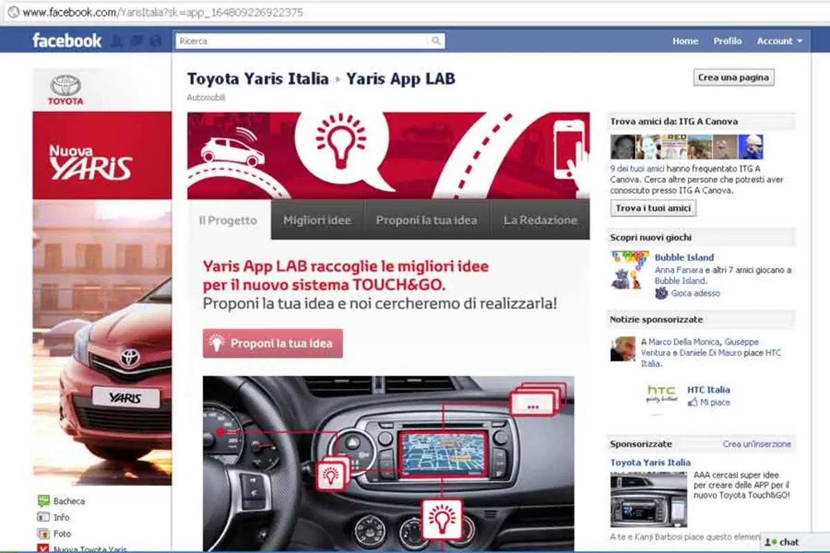 Il Touch&Go di Toyota Yaris si sviluppa su Facebook