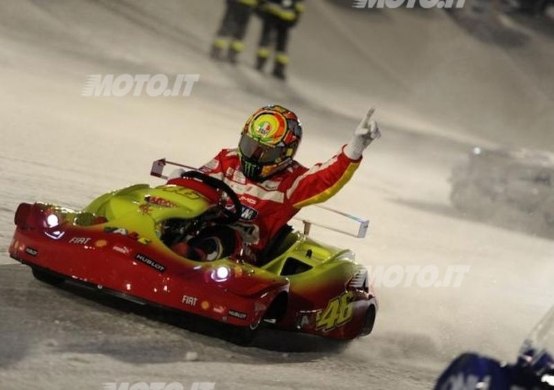 Rossi batte Alonso e Massa sul kart a Madonna di Campiglio