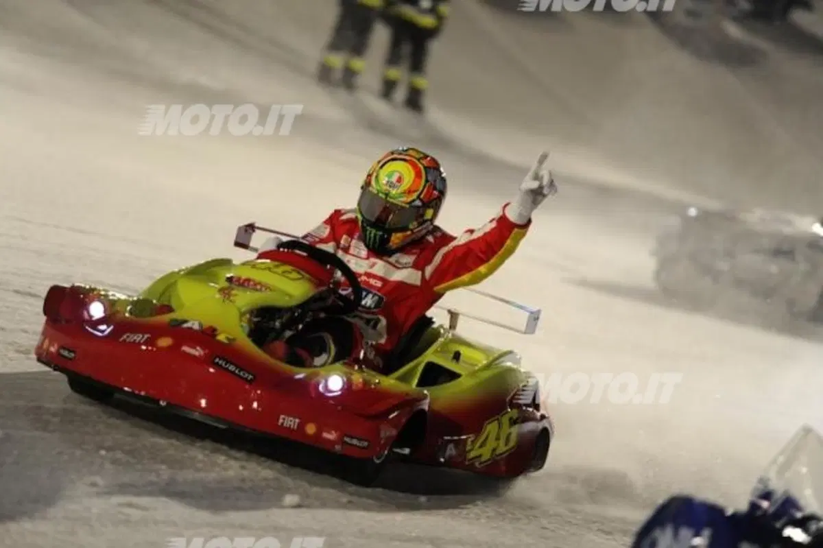 Rossi batte Alonso e Massa sul kart a Madonna di Campiglio