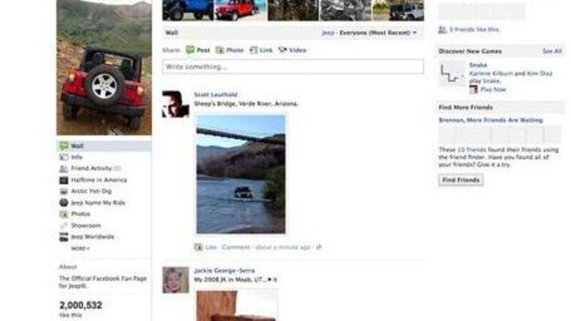 Jeep raggiunge i 2 milioni di fan su Facebook