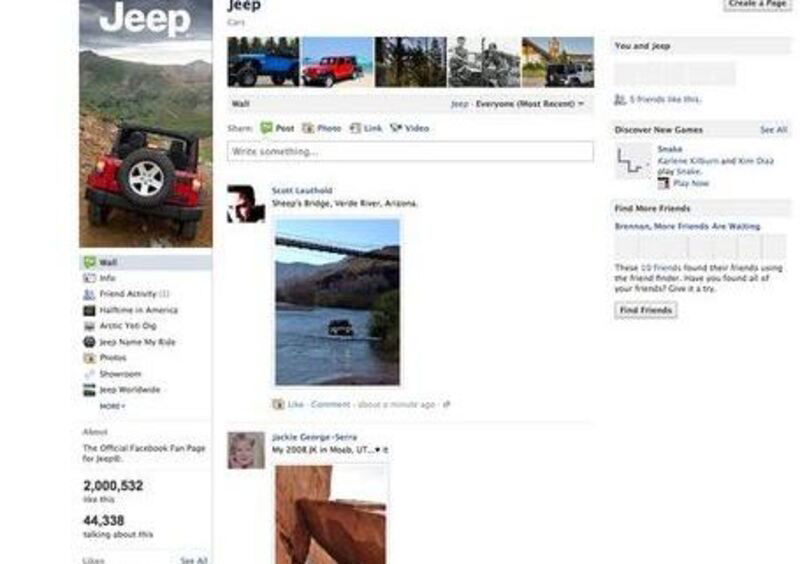 Jeep raggiunge i 2 milioni di fan su Facebook