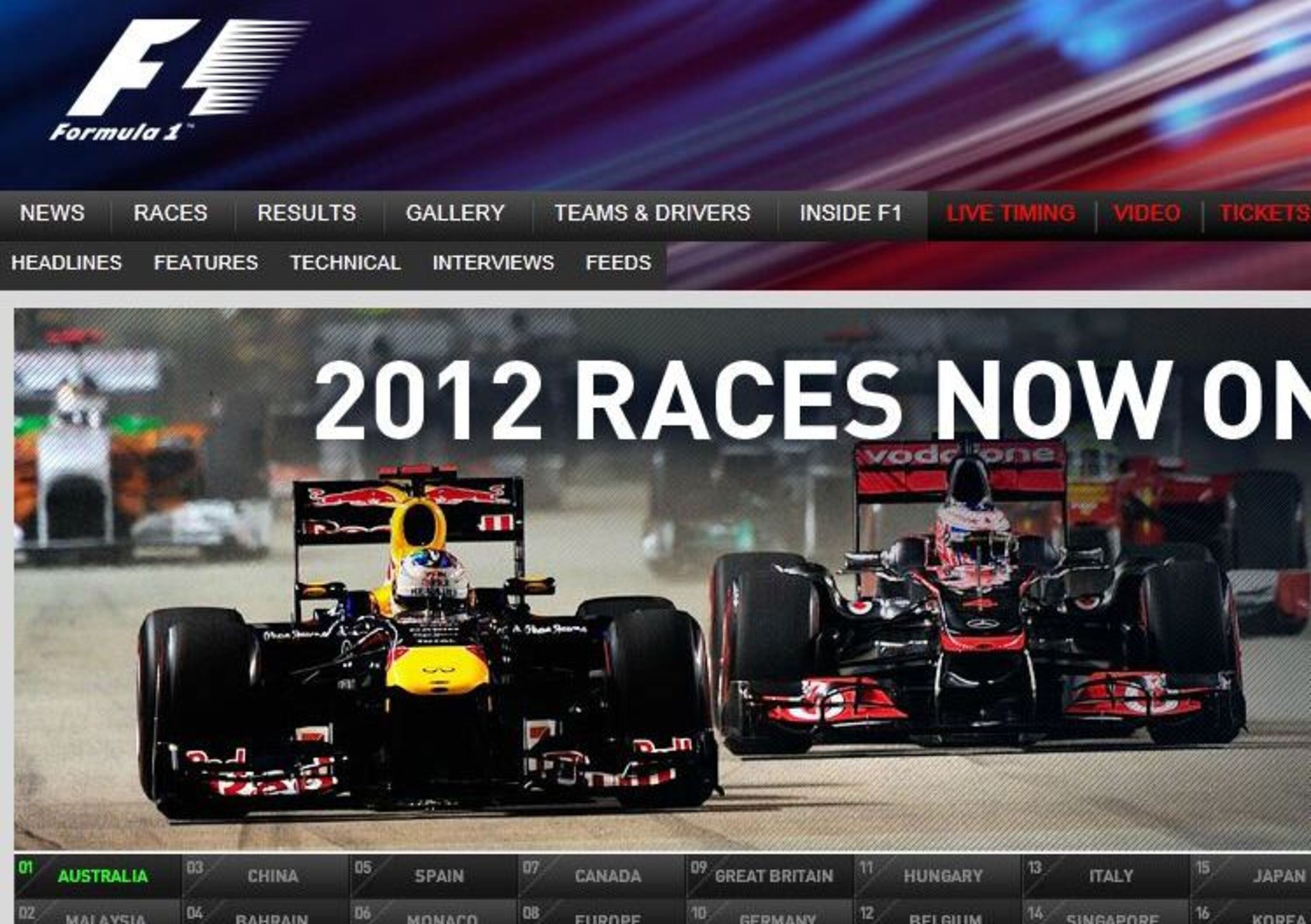 Formula 1: il calendario della stagione 2012