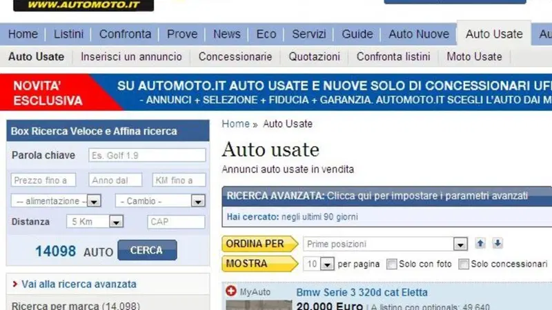 Auto usate: il web raccoglie sempre pi&ugrave; consensi per l'acquisto