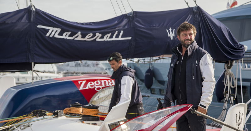 Giovanni Soldini a bordo del Maserati Multi70