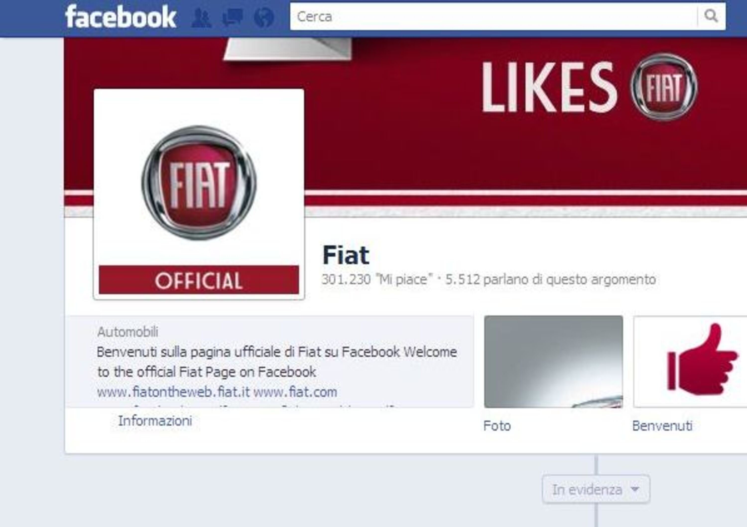 Fiat raggiunge 300.000 like su Facebook
