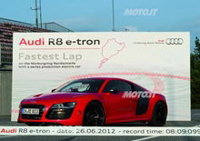 Audi R8 e-tron: gira in 8’08’’099’’’ al ‘Ring