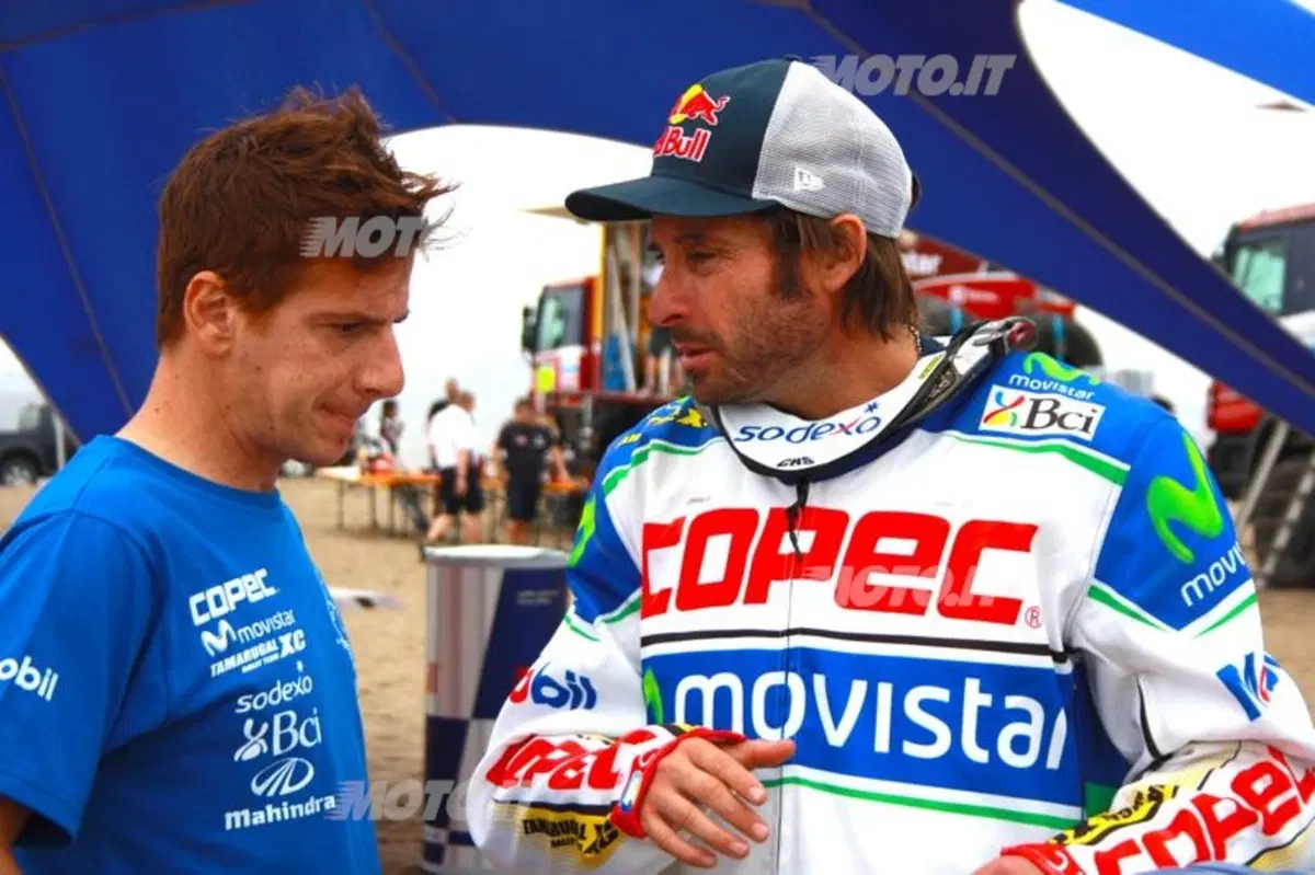 Dakar 2013, Tappa 4. Vincono Barreda (Husqvarna) e Al-Attiya (Red Bull Buggy) (65)