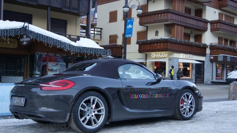 Porsche Boxster S 981 - Passo Sella innevato - Michelin Pilot Alpin 4 - Video