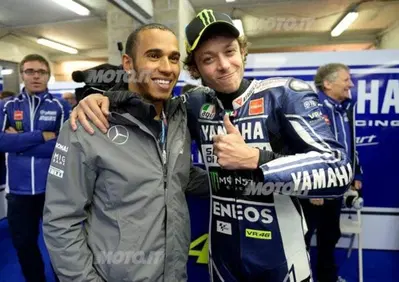 Lewis Hamilton incontra Valentino Rossi e Jorge Lorenzo a Le Mans