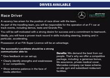 F1, AAA pilota cercasi: l'ironico annuncio della Mercedes