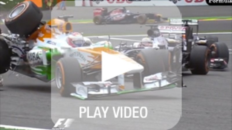 F1 Spa 2013: l&#039;incidente di Maldonado e Di Resta in Belgio
