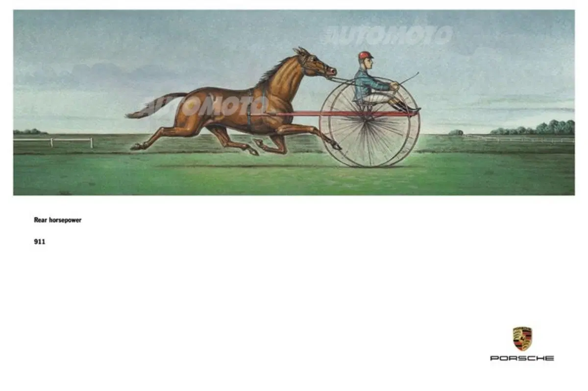 Porsche 911, rear horsepower. Una pubblicità geniale nella sua semplicità