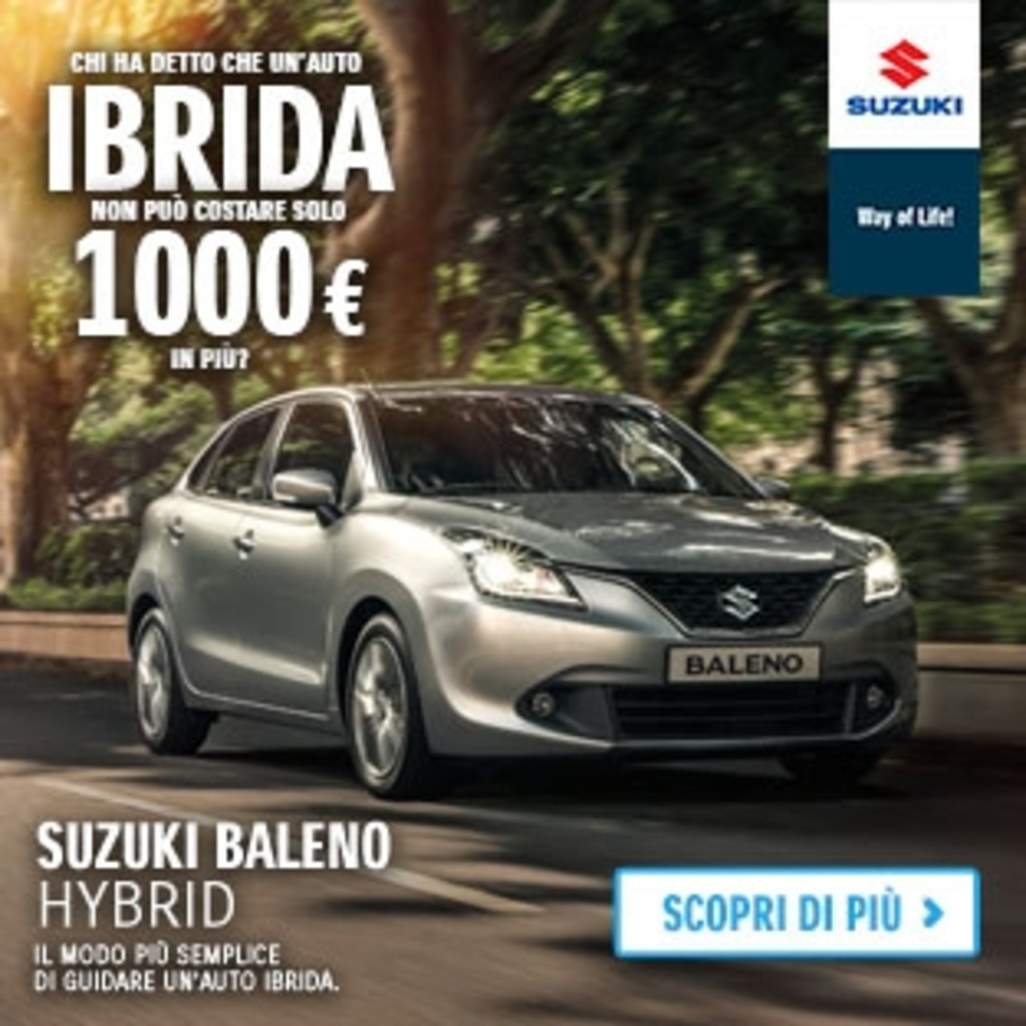 Suzuki Baleno &egrave; ibrida con soli 1000 &euro; in pi&ugrave;
