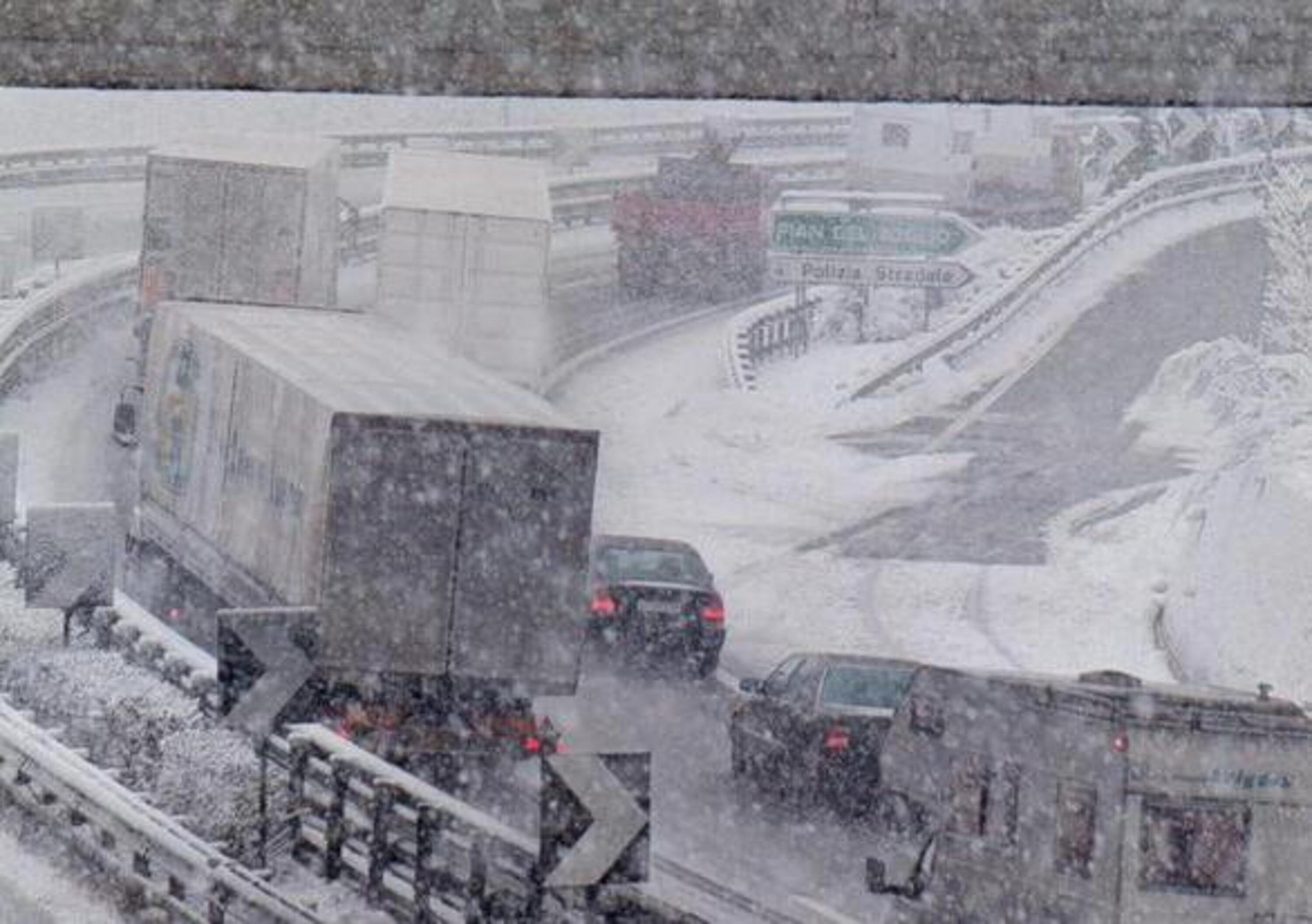 Autostrade: oggi rischio neve al nord