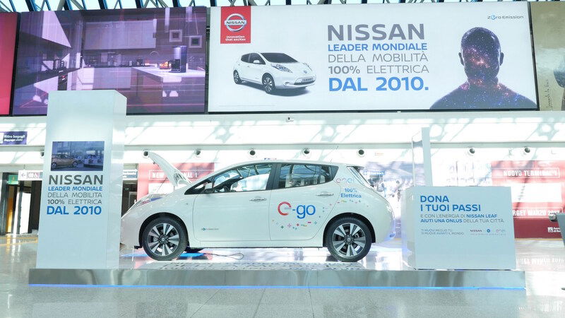 Una Nissan Leaf a Fiumicino