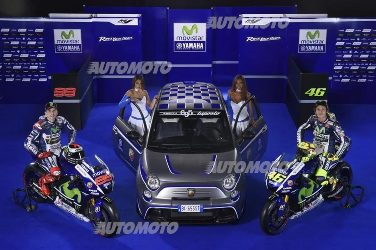 Abarth 695 al fianco di Valentino Rossi e Jorge Lorenzo