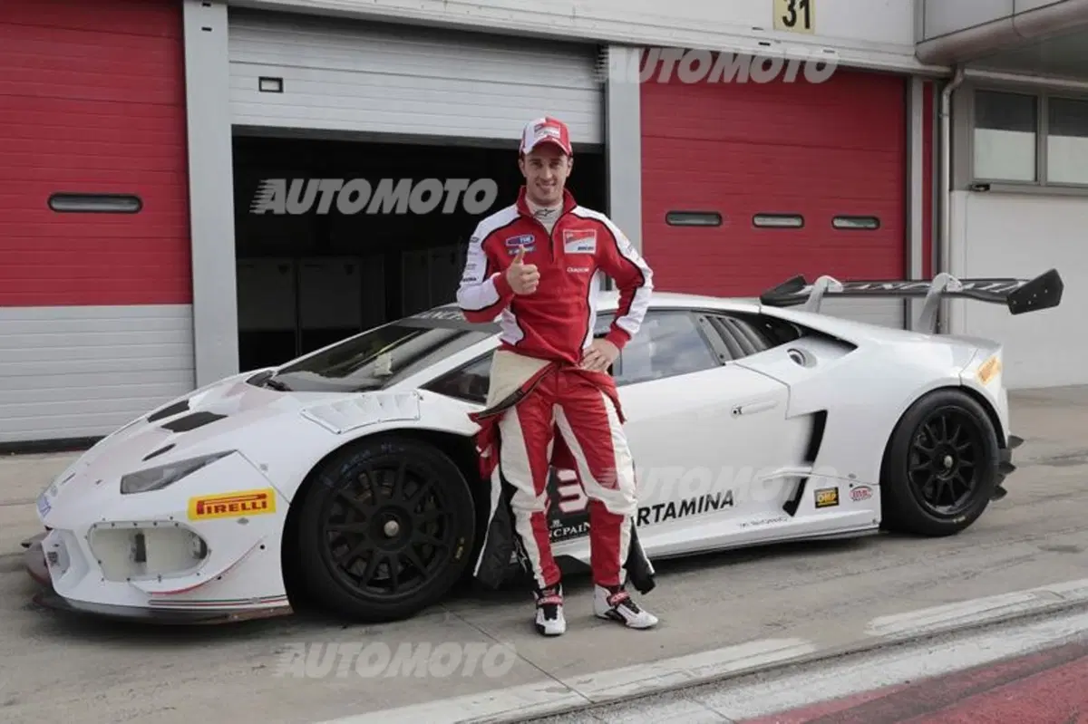 Dovizioso ad Adria sulla Lamborghini Huracan LP620-2 Super Trofeo