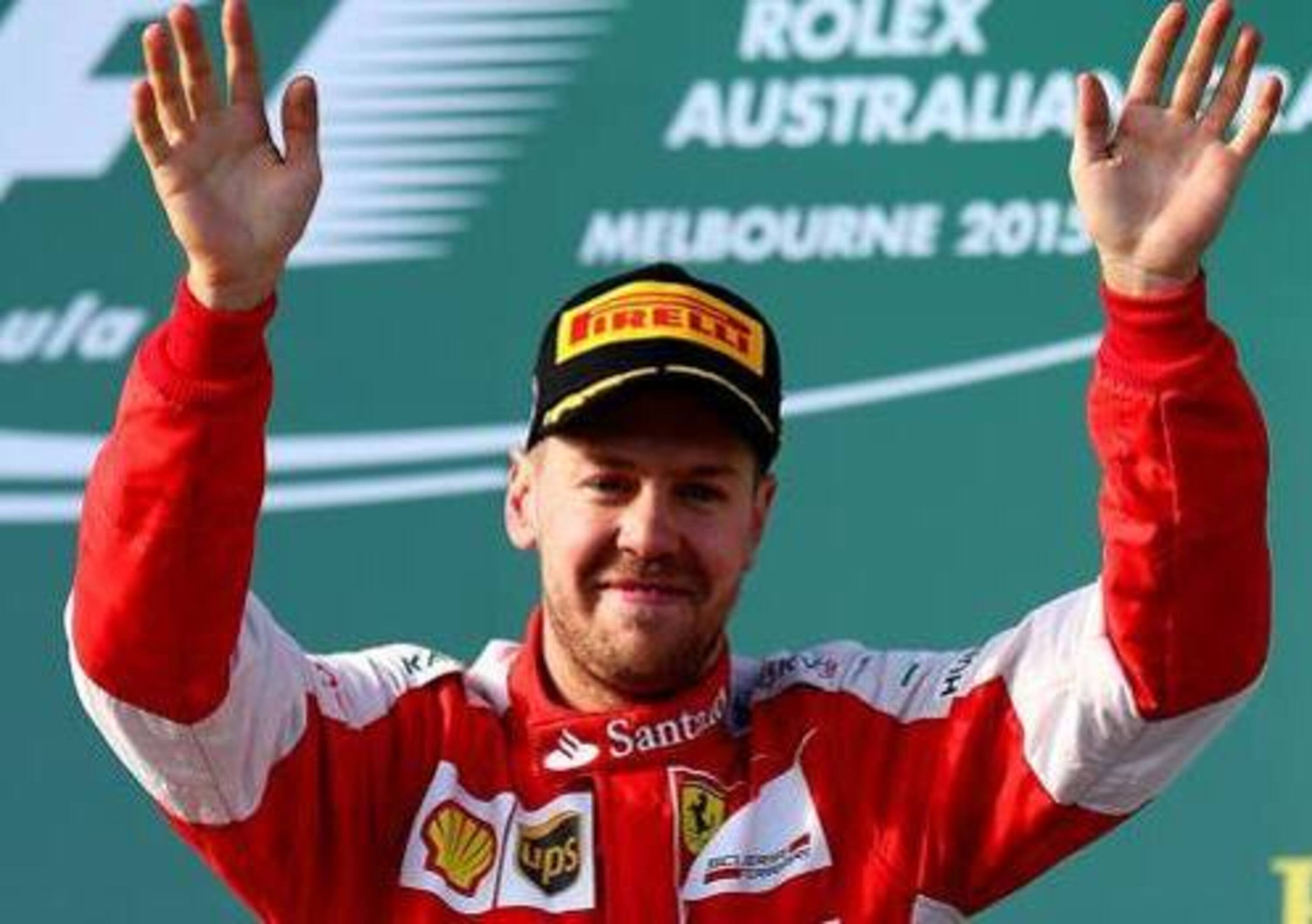 GP d&#039;Australia 2015, Vettel: &laquo;Non ho sentito l&#039;inno italiano, quindi c&#039;&egrave; da lavorare. Ma sono felice&raquo;